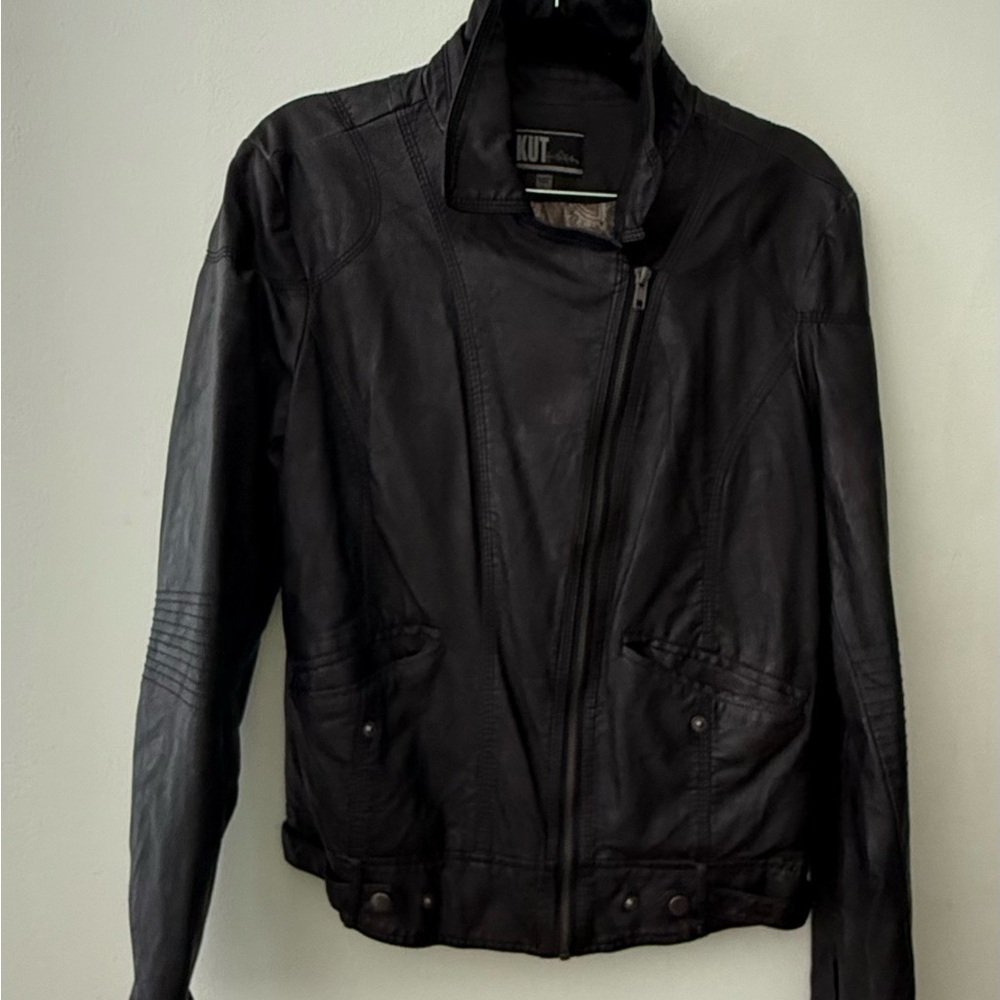 Kut from the Kloth Dark Leather Jacket